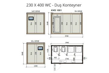 KW4 230X400 WC – Duş Konteyner
