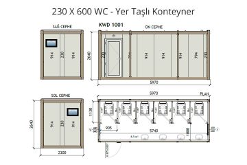 KW6 230X600 WC – Yer Taşlı Konteyner